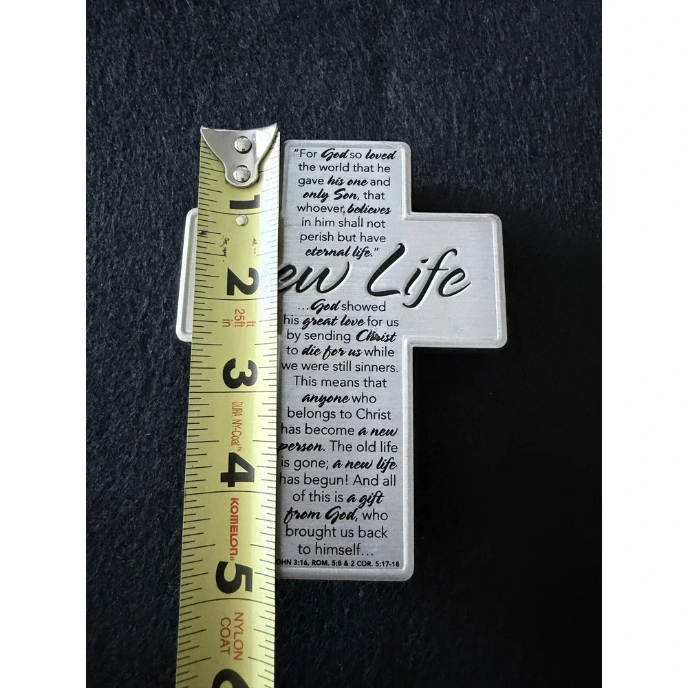 Lighthouse Christian‎ Products New Life Scripture Cross Silver Metal Plaque 5in